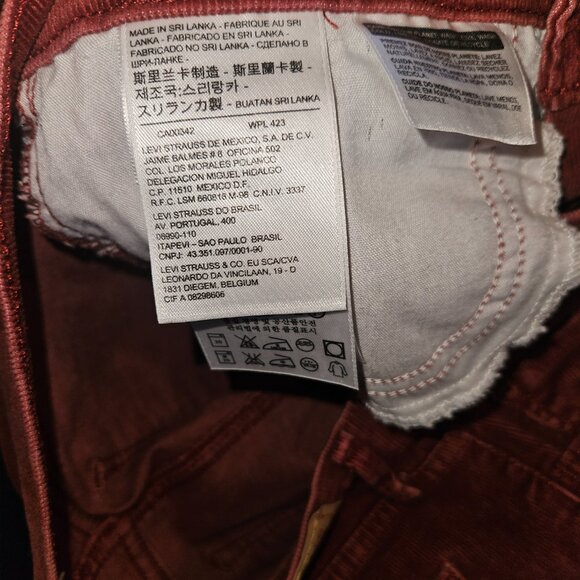 Women's corduroy super skinny pants rust/burnt orange color - Picture 4 of 4